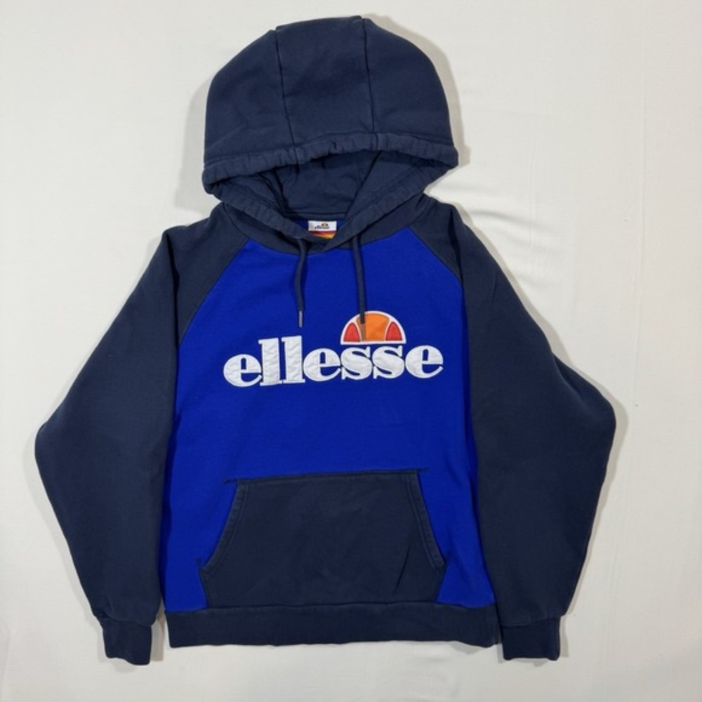 Ellesse Men's Hoodie Raglan Colorblock Blue Navy‎ XL Streetwear Athleisure Retro
